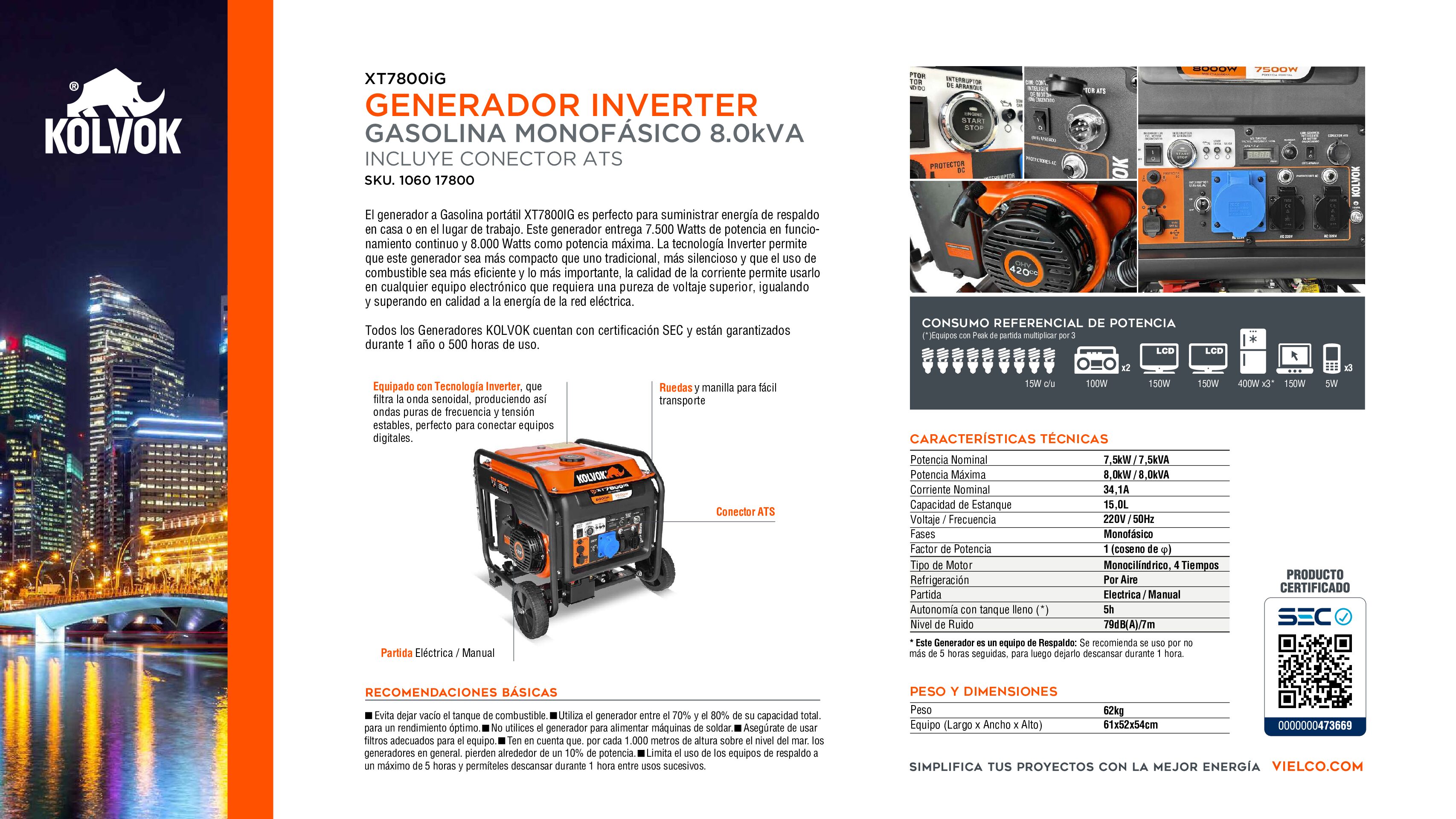 Generador Eléctrico 8 kVA KOLVOK (Gasolina) - Imagen 6